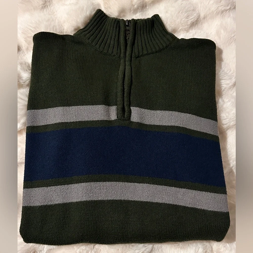 Vintage Eddie Bauer 100% Cotton Quarter Zip Knit Sweater Size XL